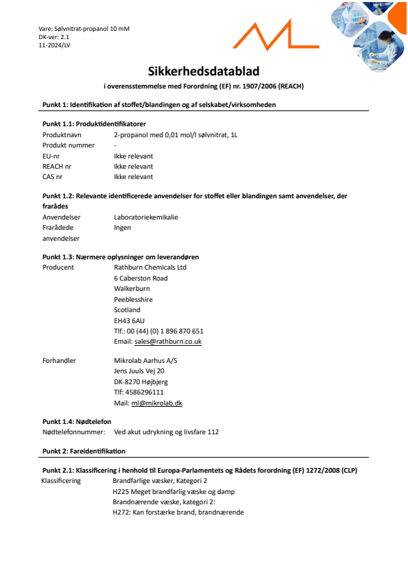 

SÃ¸lvnitrat Propanol 10 mM

